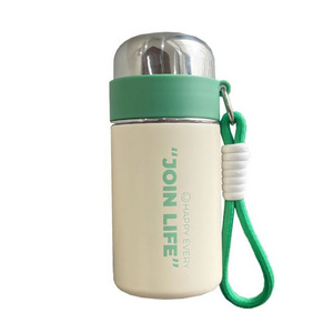 3d sticker stainless steel water bottle with rope handle portable sport travel double wall drink cup food grade metal coffee mug