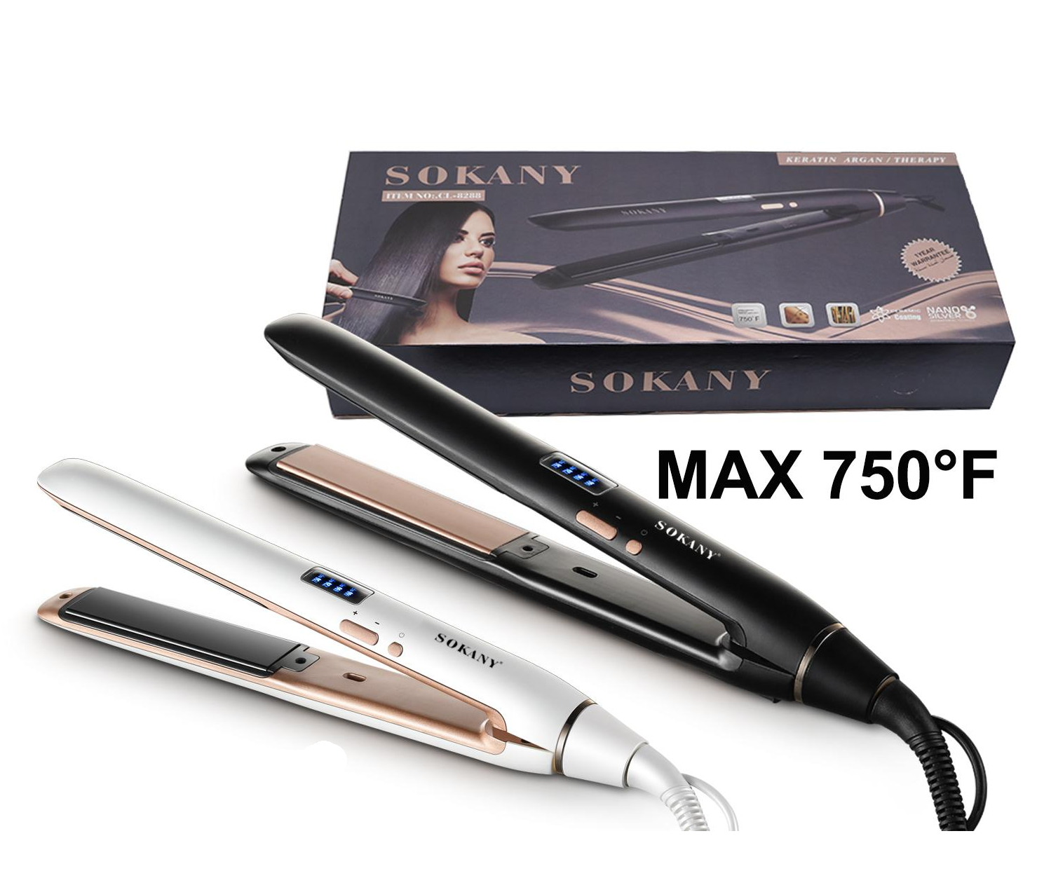 Hair Straightener Sokany Professional Fast Ceramic Wide Plate Ionic Flat Iron Mini Omnidirectional Rotation Comb Brush Wireless