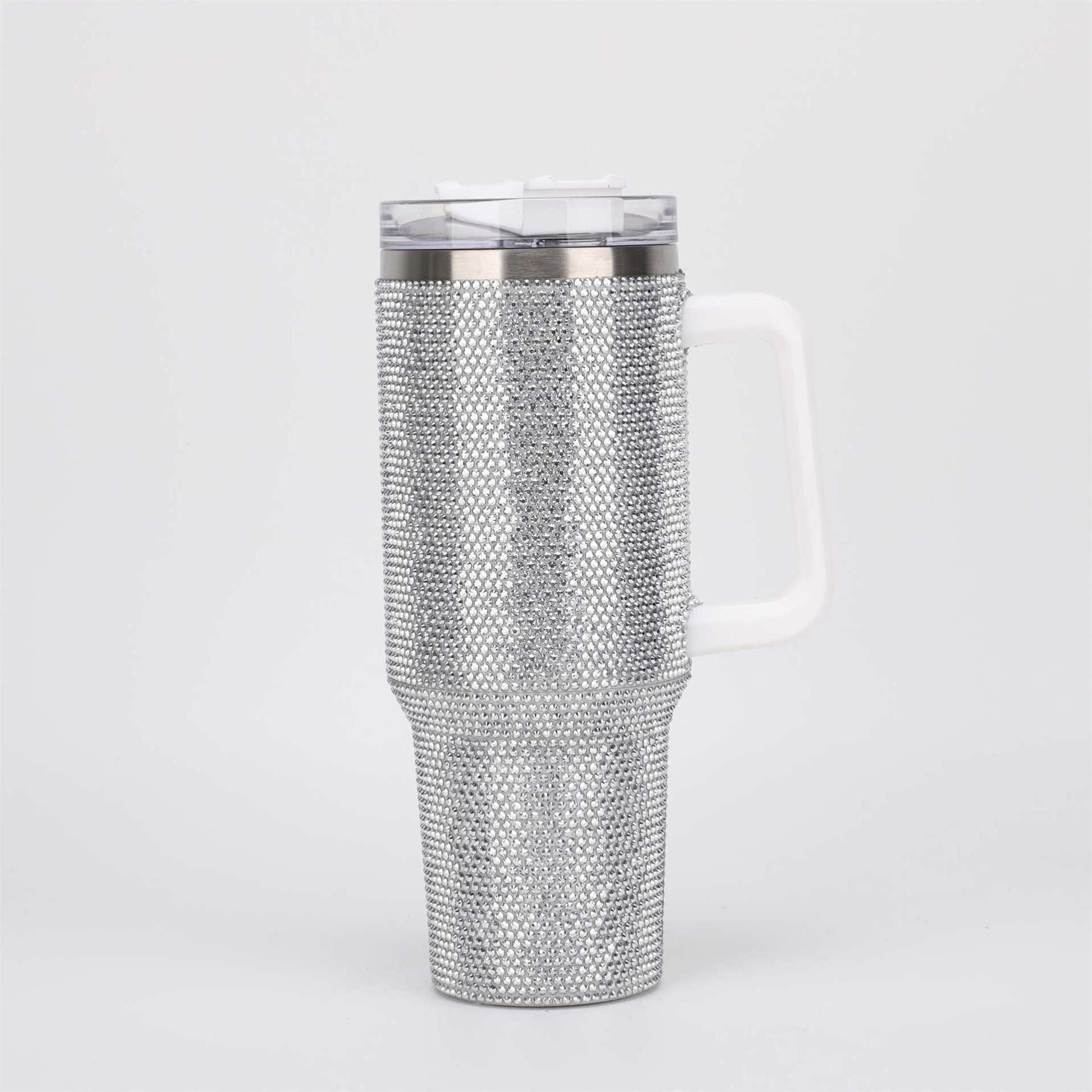 wholesale outdoor camping cup 40 Oz Rhinestone Studded Bling Tumbler Full Bling Rhinestone 40oz Tumbler with Handle and Straw