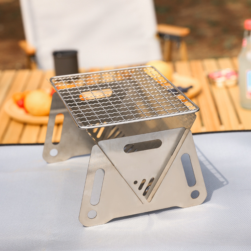 Zogifts Outdoor Picnic Barbecue Camping Portable Folding Grill Multifunction Removable Stainless Steel Wood Stove