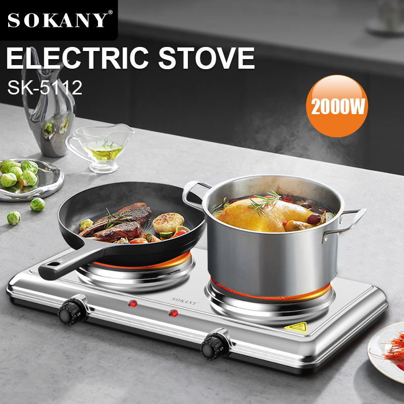 SOKANY Double Head Stainless Steel Electric Ceramic Kitchen Adjustable Temperature Stove Cooking Electric Induction With Oven