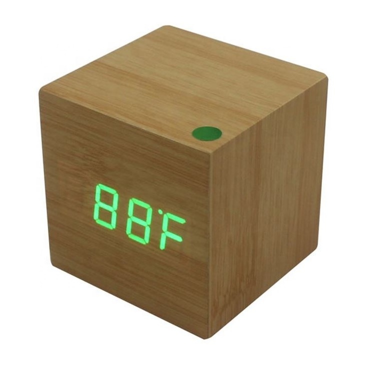 Zogifts Wooden Clock Modern Wood Led Desk Alarm Thermometer Time Calendar Gold Bt Speaker Radio Digital Metal Vintage Home