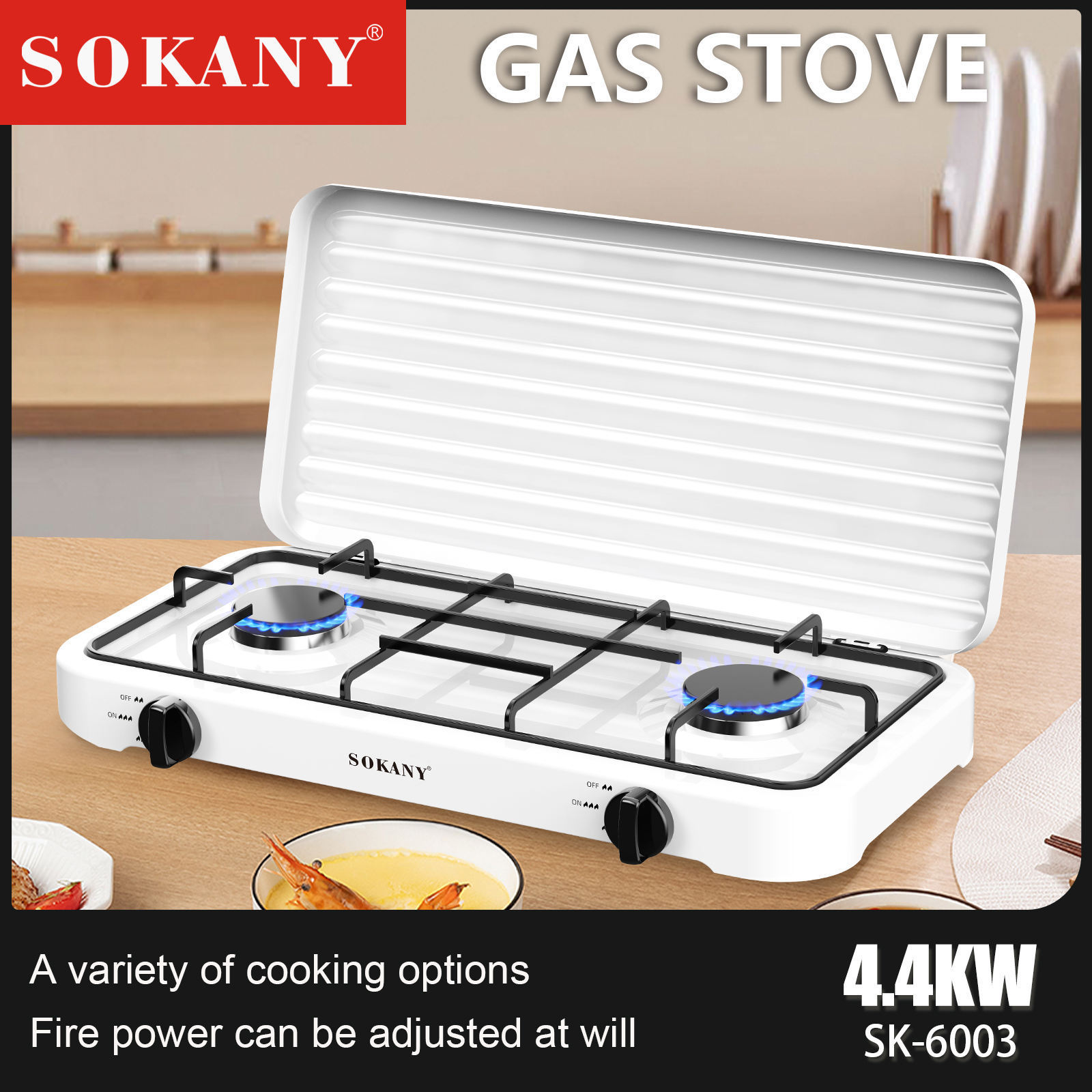 Zogifts Sokany New Portable Outdoor Household Cooking Stainless Steel Burner Cooker Double Heads Gas Stove