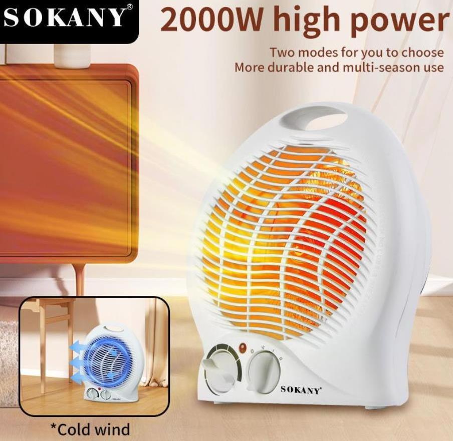 Zogifts Sokany Energy Saving Hand Personal Ptc Ceramic Mini Fan 2000W Electric Heater For Office Home Hotel