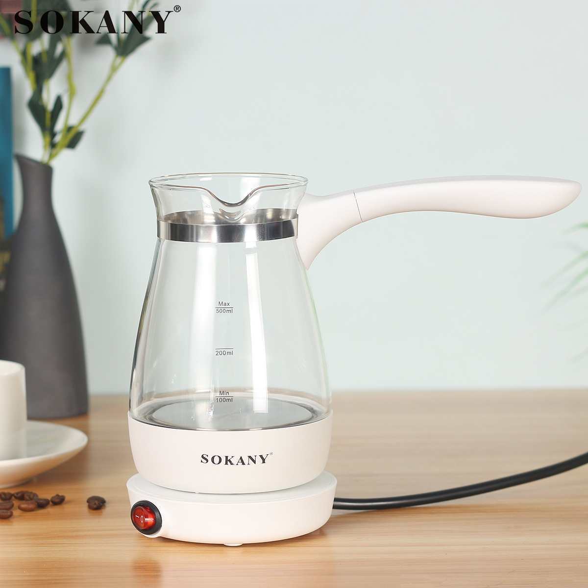 Zogifts Sokany 2024 Maker Turkish Greek Electric Machine Boiled Tea Milk Kettle One Button Portable Coffee Pot