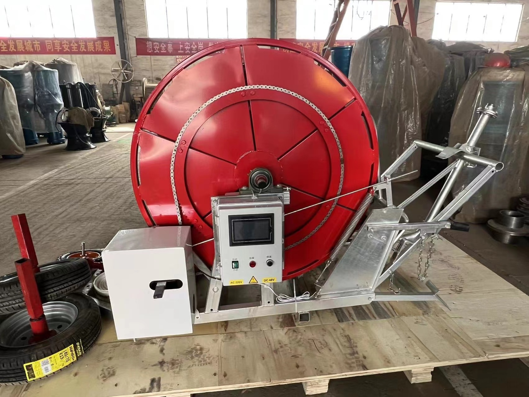 hose reel irrigation machine with travelling big rain gun/sprinkler irrigation for sale