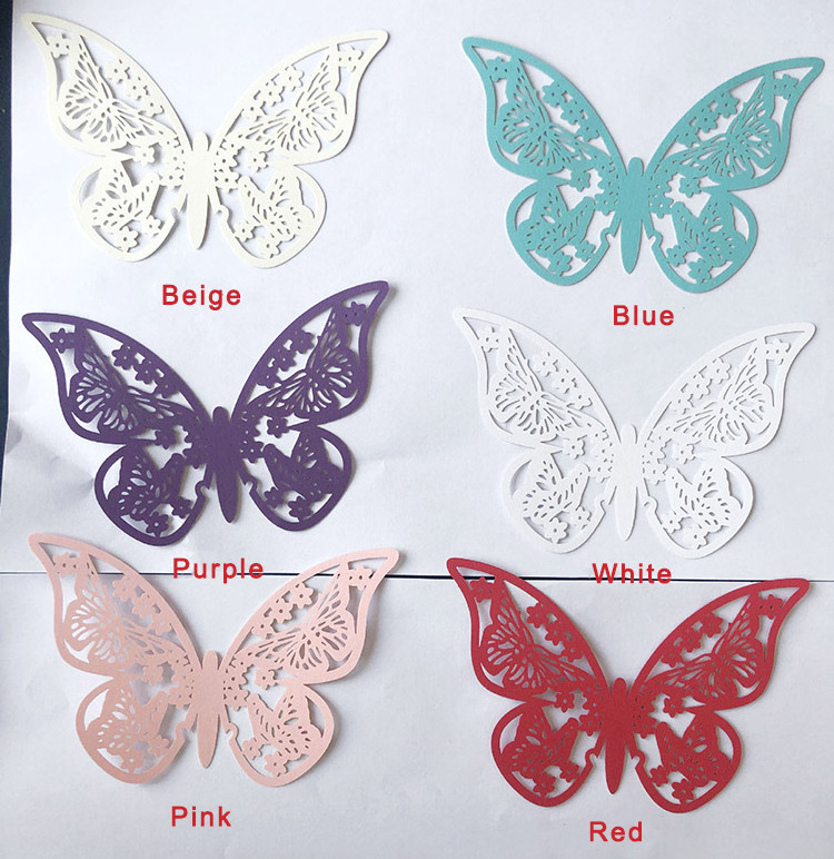 12pcs Bag Butterfly Decorations Art Paper 3d Butterfly Cut Outs Cake Topper Hanging Wine Glass Wall Decor Magic Butterfly