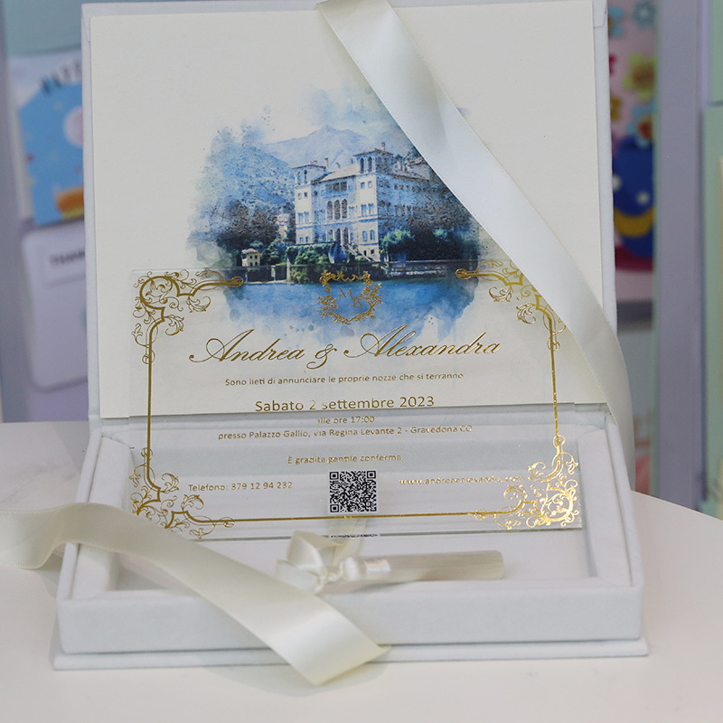 Velvet Box Invitation Matrimonio Personalizzato Mariage Decoration Acrylic 5x7 White Invitation Box