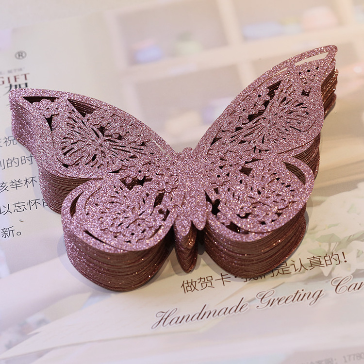 Butterflies Wedding EventDdecorative Luxury glitter Paper Craft Laser Cut Glitter Butterfly Luxury Party Supplies