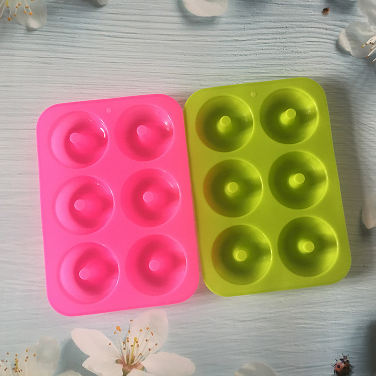 Custom Design Color Shape Silicone Chocolate Donut Cake Mold Cupcake Making Tray Container 6 Cup Muffin Pan