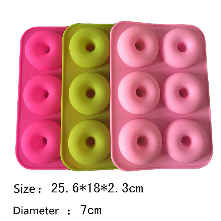 Custom Design Color Shape Silicone Chocolate Donut Cake Mold Cupcake Making Tray Container 6 Cup Muffin Pan