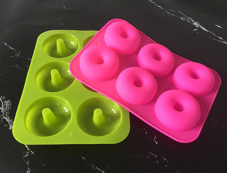 Custom Design Color Shape Silicone Chocolate Donut Cake Mold Cupcake Making Tray Container 6 Cup Muffin Pan