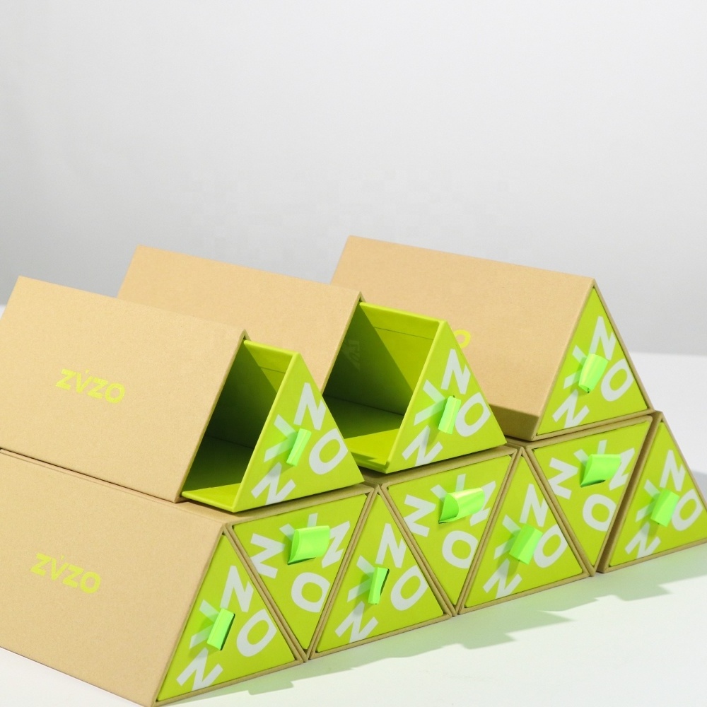 new design kraft paper packaging custom triangular shaped paper box cosmetics gfit box perfume lip gloss lipstick packing box