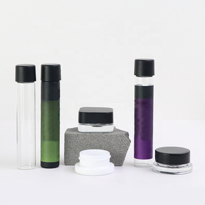 Glass Blunt Child Proof Child-resistant Glass vial Doob Container 1ml cart Tubes with Black or White Child Proof Cap