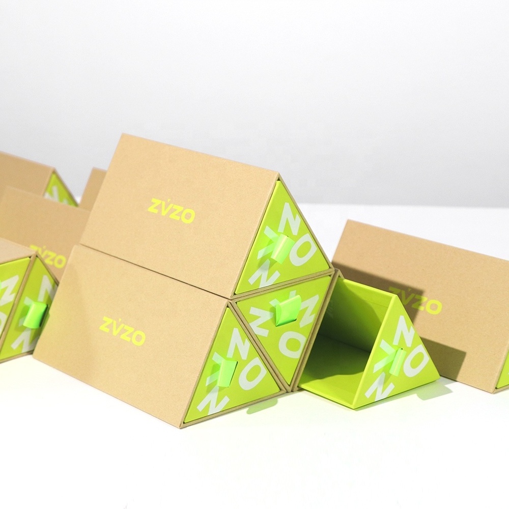 new design kraft paper packaging custom triangular shaped paper box cosmetics gfit box perfume lip gloss lipstick packing box