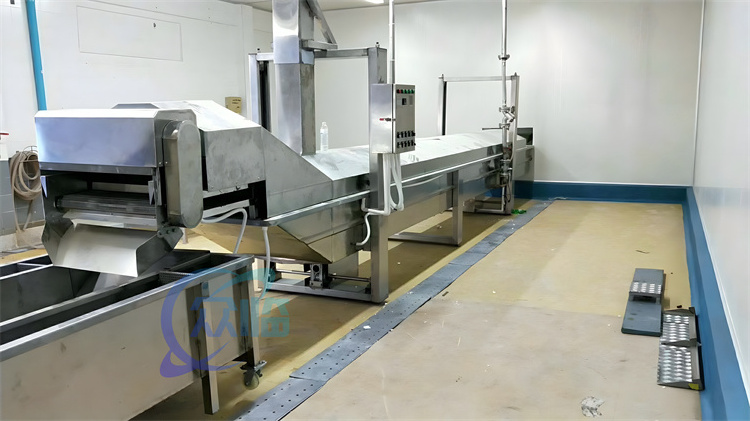 Seafood processing factory continuous shrimp steaming machine steaming fish