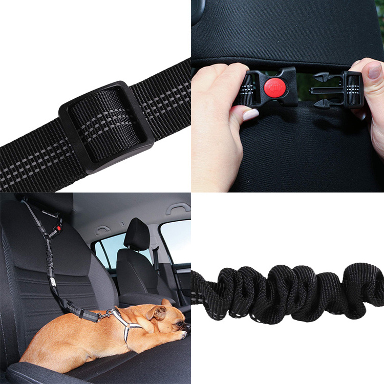 Wholesale Reflective Adjustable Multi-colors Nylon Safety Seat Belts for Dogs Headrest Dog Leash Car Seat Belt Dog Car Leash