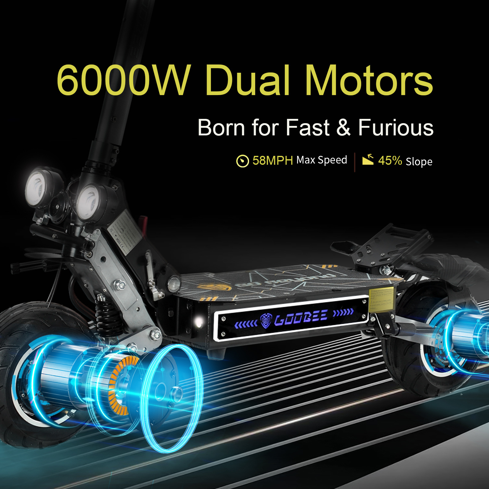 ZO01 PRO Off Road Electric Scooter Fat Tires 2 Wheel, USA Stock 6000w Motorcycle Skuter High Speed Scooters Electric Adults