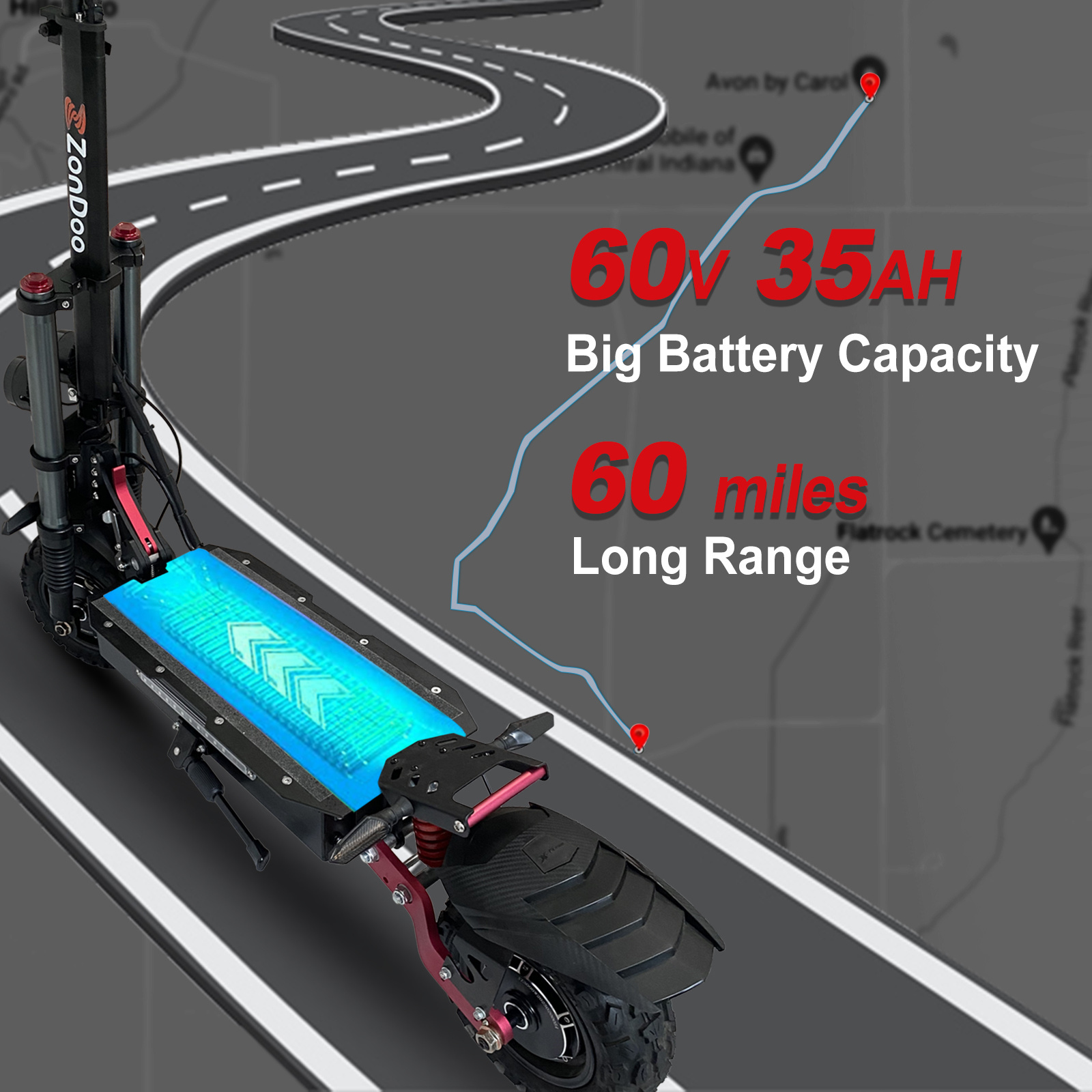 EU USA Warehouse Stock 60V 5600W Powerful ZonDoo Off Road 11inch  Fat Tire 85KMH  Fast Speed Electric Scooters for Adults