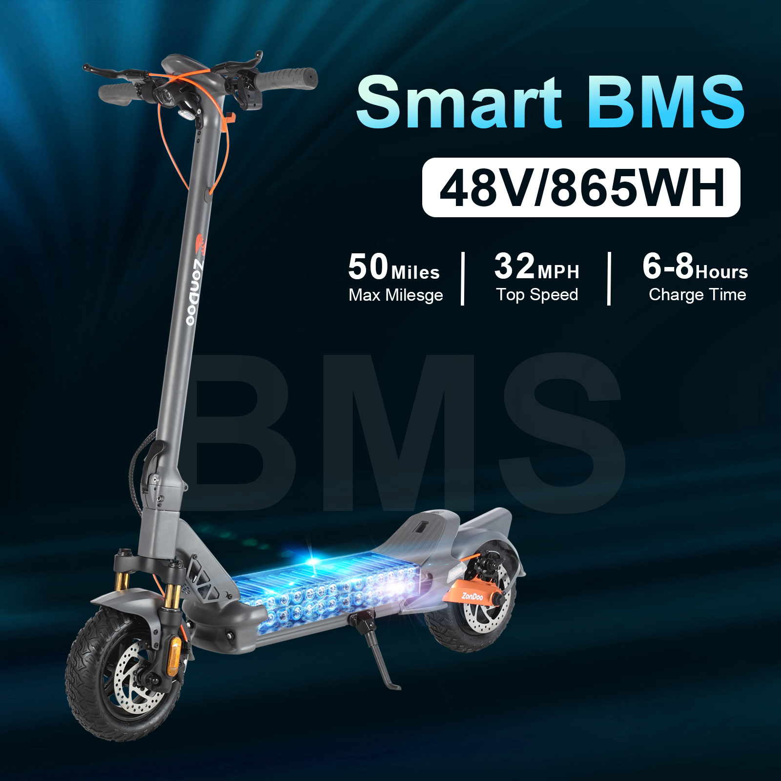 ZonDoo ZU10 PRO 48V 1200W Electric Scooter Adults,Up to 32MPH 40Miles Range, 10