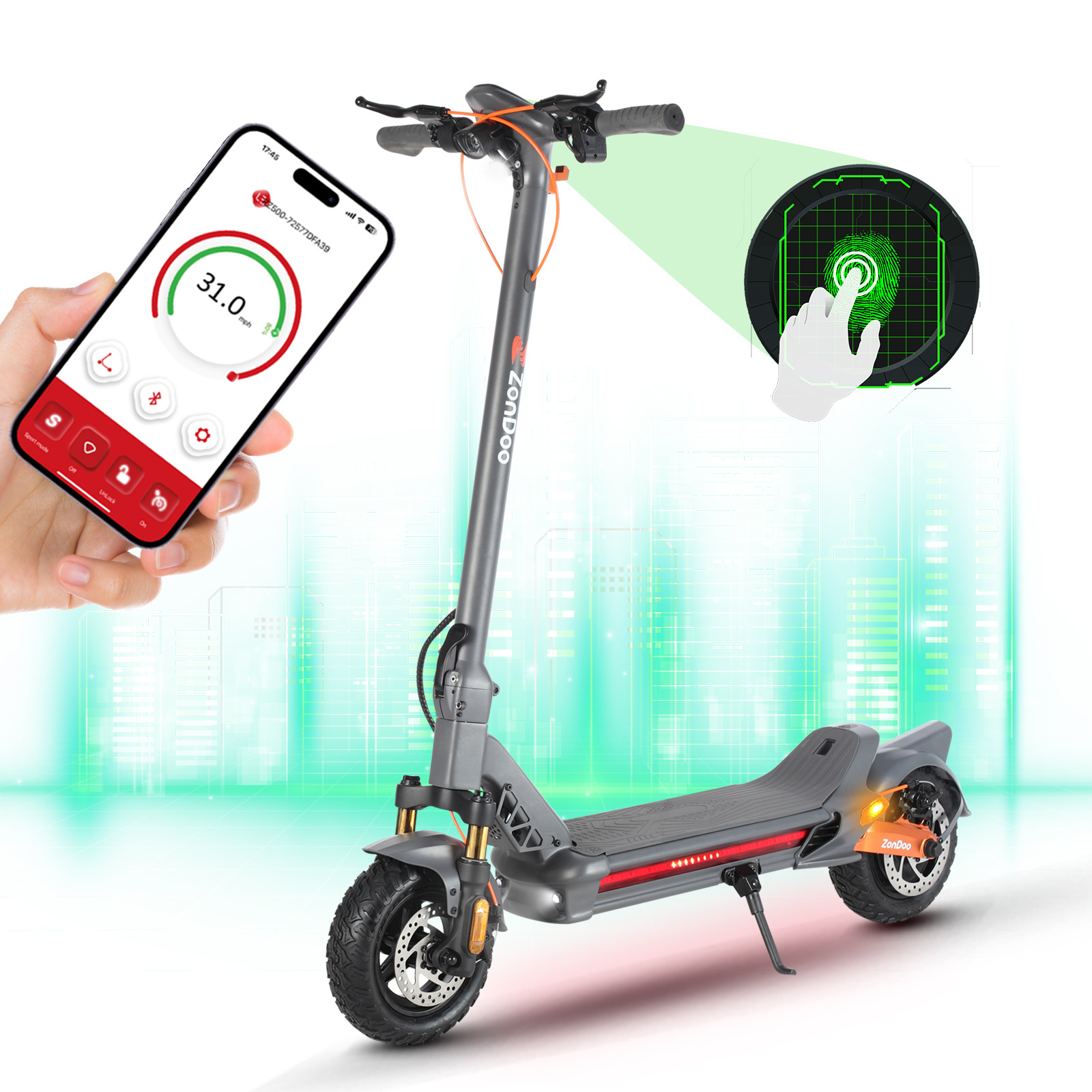 ZonDoo ZU10 PRO 48V 1200W Electric Scooter Adults,Up to 32MPH 40Miles Range, 10