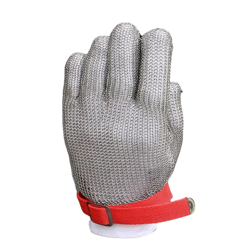 Metal mesh stainless steel anti cut safety five fingers gloves for slaughter partition