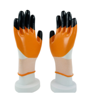 Factory Price Waterproof Anti Oil Nylon Orange Nitrile Coated Safety Gloves For Freight Handling nitrile gloves for kids