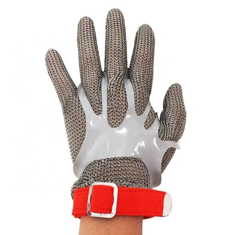 Metal mesh stainless steel anti cut safety five fingers gloves for slaughter partition