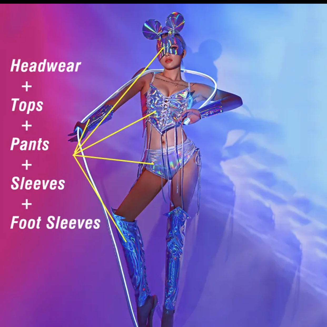 W-S1134A Laser Silver Gogo Dance Costume Women Nightclub Rave Outfit Sexy Pole Performance Clothing Party Show Set Stage Costume