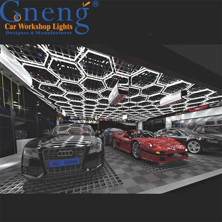 Hot Sale Custom Made High Performance Garage And Workshop Hexagon Led Detailing Light car showroom lamp