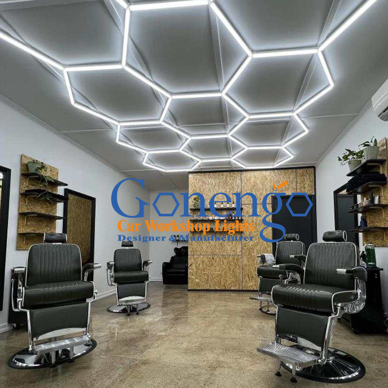 Modern Salon Stylish Diy Assembled No Glare Led Hexagon Barber Shop Barrier Light