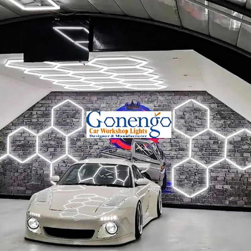 Custom Made Auto Detailing Light Family Style Garage Showroom Led Hexagon Ceiling Panel Light Suppliers