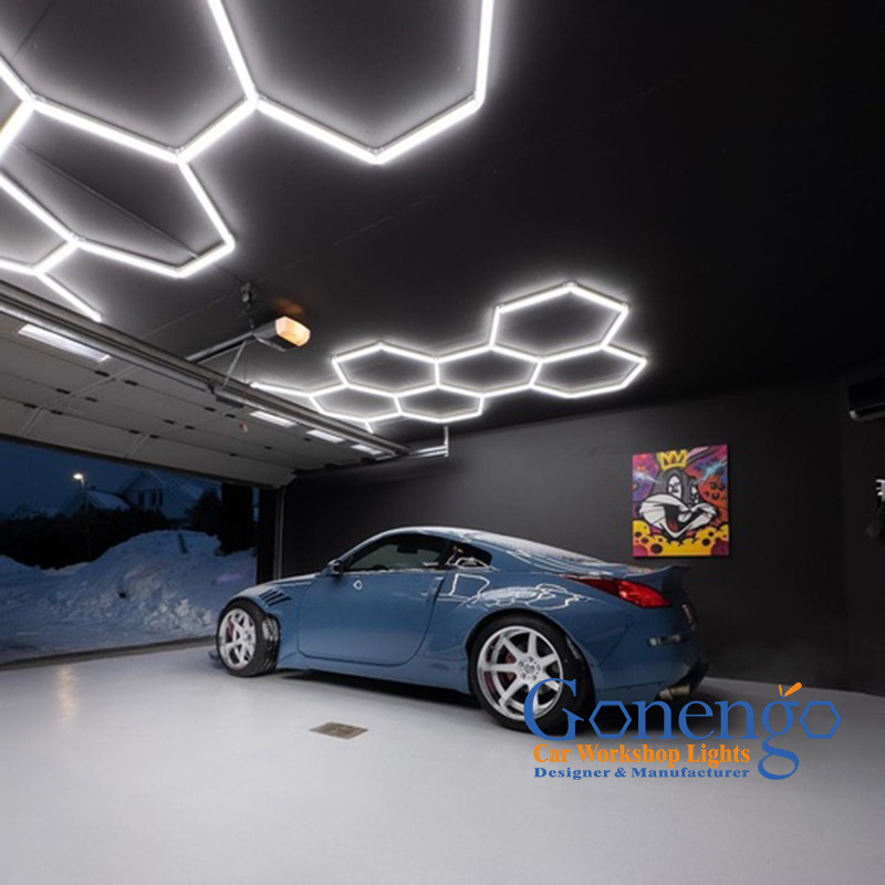 Custom Made Auto Detailing Light Family Style Garage Showroom Led Hexagon Ceiling Panel Light Suppliers