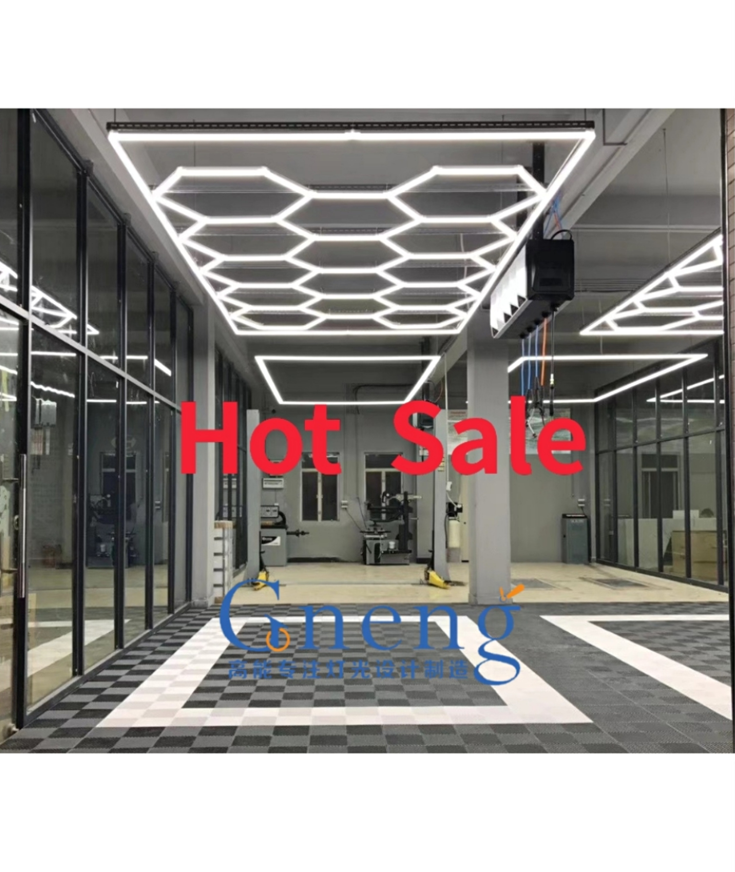 Gonengo Led Hexagonal Light Detailing Auto Car Body Repair LED Workshop Light Hexagonal Ceiling Light