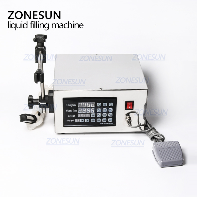 ZONESUN Single Heads Semi Automatic Piston Small Perfume Liquid Water Juice Coffee Milk Filling Machine Bottle Tube Can Filler