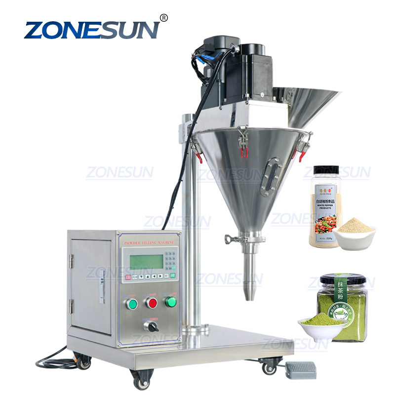 ZONESUN ZS-FM100S Table Top Semi-automatic Small Jar Bottle Screw Cosmetic Powder Spices Filling Machine