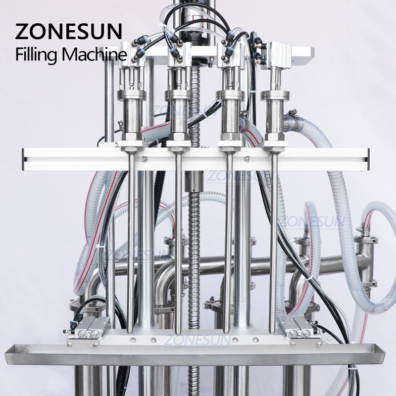 ZONESUN ZS-YT4T-4D Solvent 4 Head Sunflower Mustard Oil Pneumatic Liquid Filling Machine With Diving Nozzle