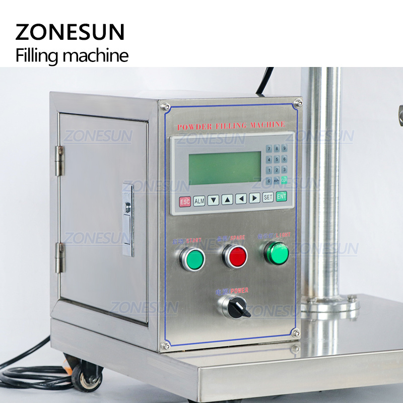 ZONESUN ZS-FM100S Table Top Semi-automatic Small Jar Bottle Screw Cosmetic Powder Spices Filling Machine