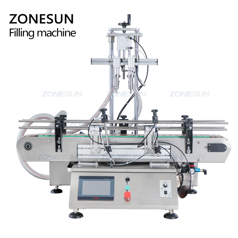 ZONESUN ZS-DTHSP2 Automatic Desktop Double Head Piston Pump Dishwashing Thick Liquid Soap Filling Machine