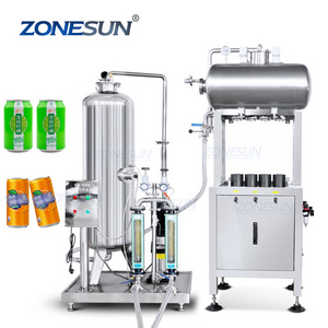 ZONESUN ZS-CF4A Semi Automatic 4 Heads Soda Sparkling Water CO2 Carbonated Drink Beverage Cans Liquid Filling Machine