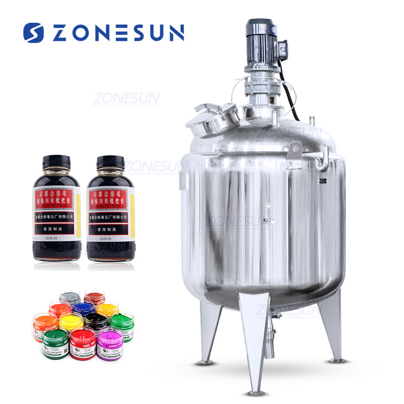 ZONESUN 200LSanitary Stainless Steel Vertical Cosmetic Liquid Chemical Mixing Equipment Tank