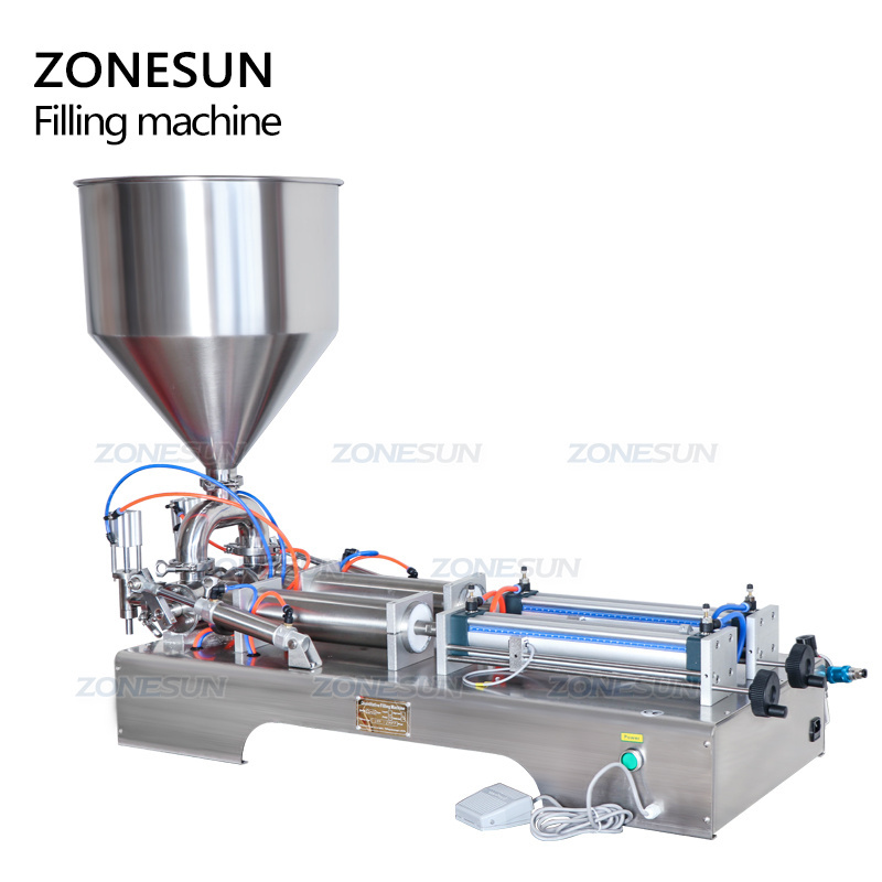 ZONESUN 10-100ML Double Heads Water Cream Shampoo Moisturizer Lotion Cosmetic Oil Honey Stick Food Paste Filling Machine