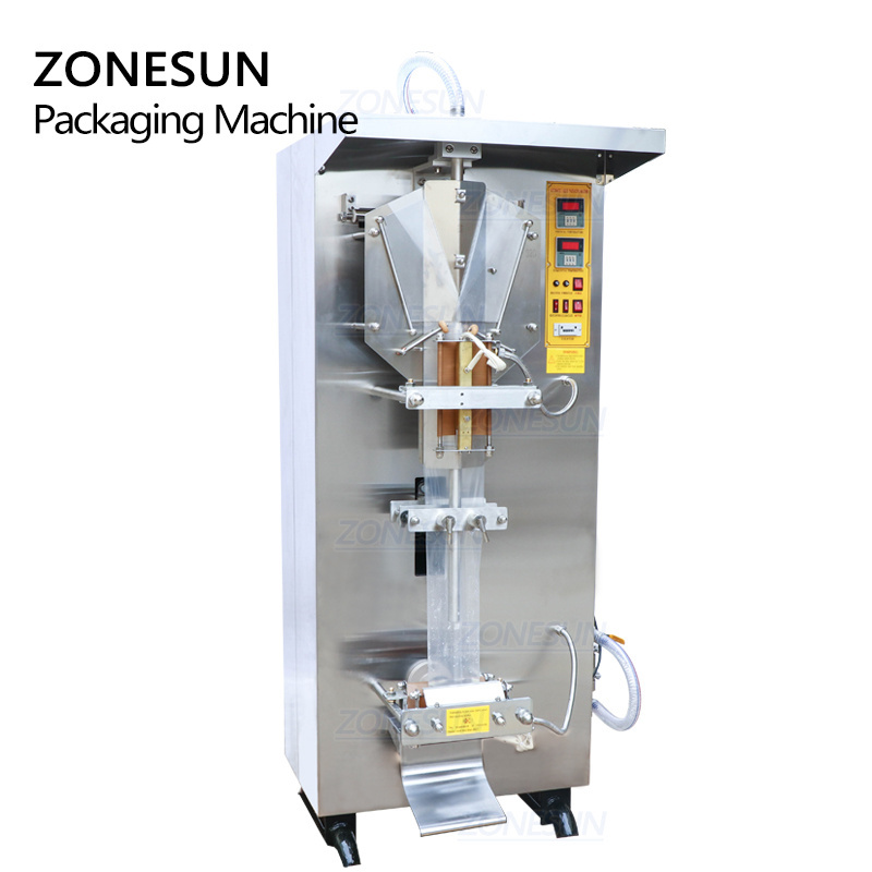 ZONESUN ZS-GJH1000 Automatic Liquid Plastic Bean Milk Sauce Bag Pure Water Sachet Milk Water Juice Filling Sealing Machine