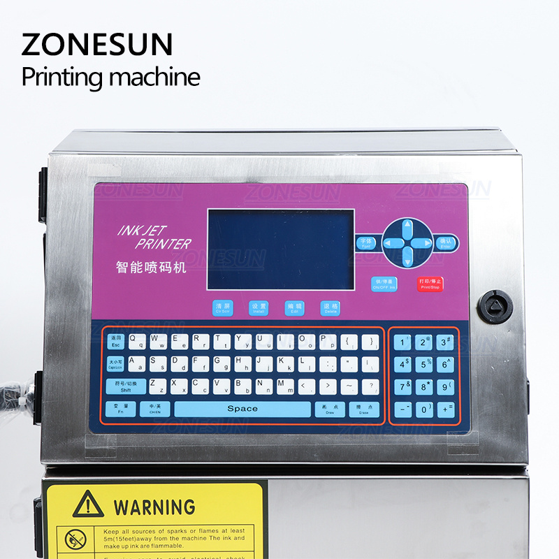 ZONESUN Glass Metal Steel Plastic PVC Carton Batch Number Logo Mark Can Date Coding Inkjet Printer Digital Code Printing Machine