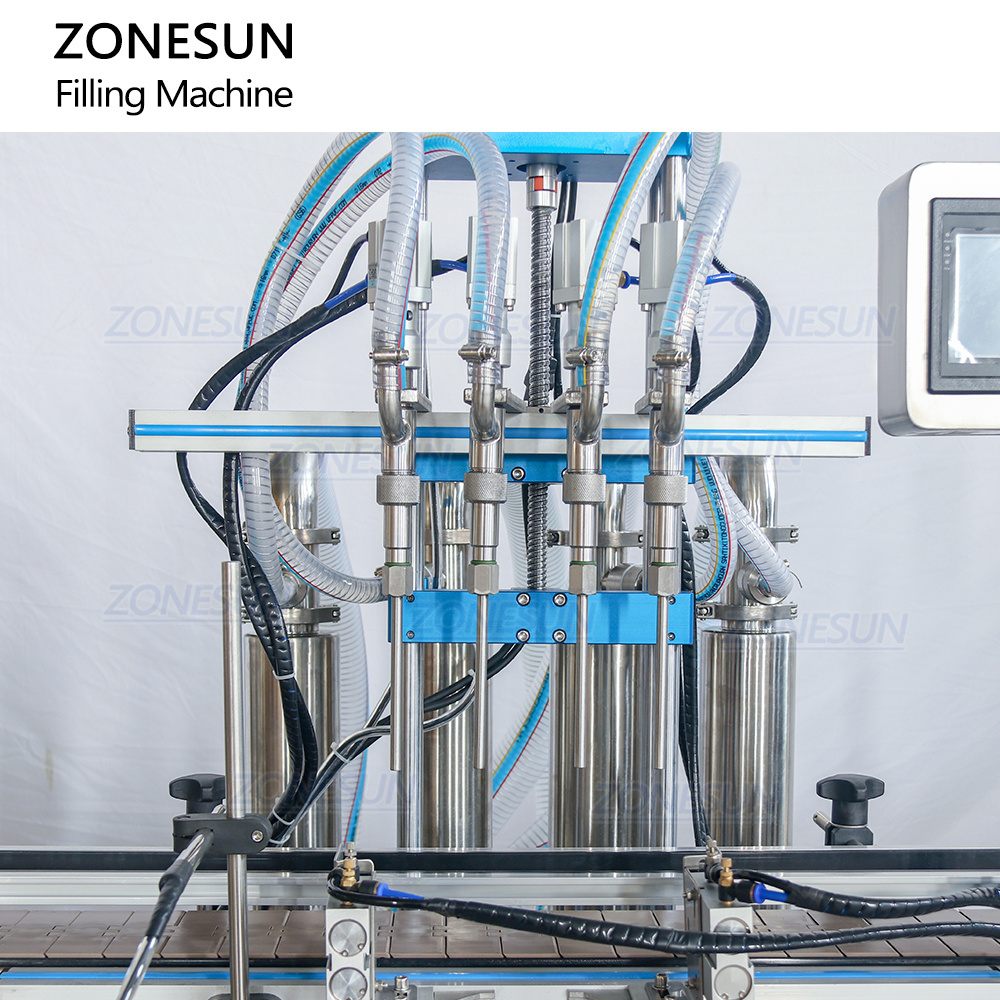 ZONESUN ZS-SV4HS Automatic 4 Heads Servo Piston Pump Juice Beverage Quantitative Cosmetic Bottle Liquid Filling Machine