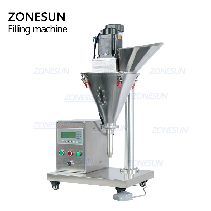 ZONESUN ZS-FM100S Table Top Semi-automatic Small Jar Bottle Screw Cosmetic Powder Spices Filling Machine