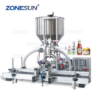 ZONESUN ZS-DTGT2 Double Head Automatic Jam Sauce Peanut Butter Bottle Beauty Cream Cosmetic Paste Filling Machine