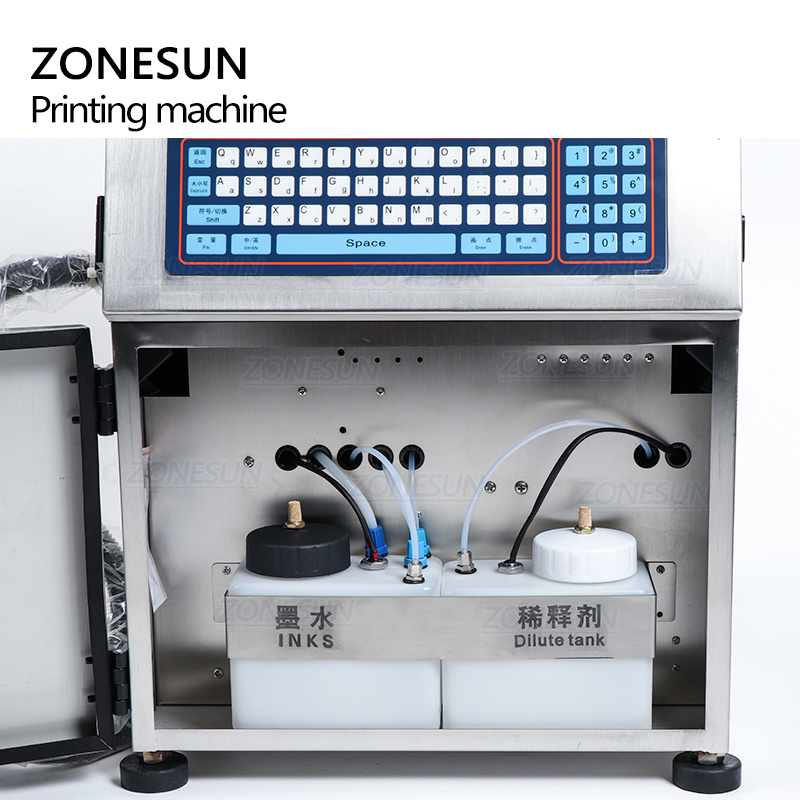 ZONESUN Glass Metal Steel Plastic PVC Carton Batch Number Logo Mark Can Date Coding Inkjet Printer Digital Code Printing Machine