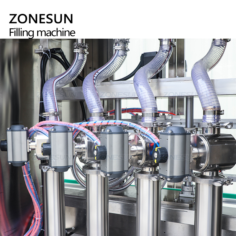 ZONESUN ZS-SV4P Automatic 4 Heads Servo Piston Pump Cosmetic Peanut Butter Bottle Vertical Thick Paste Sauce Filling Machine