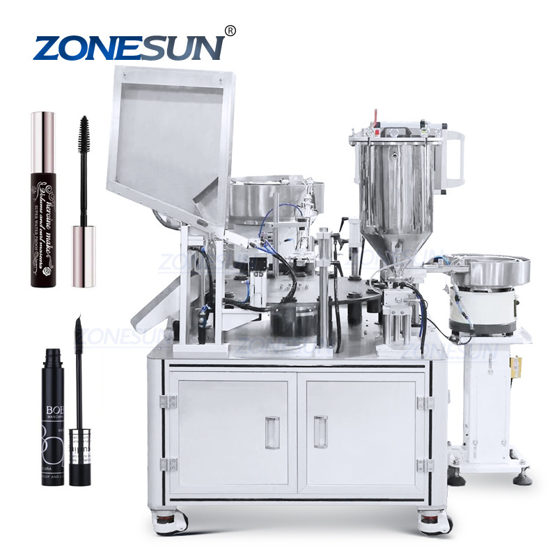 ZONESUN ZS-AFC23A Piston Pump Monoblock Rotary Automatic Cosmetic Lip Gloss Eyeliner Mascara Filling Capping Machine